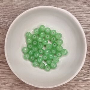 Green Glass Beads 8mm Round 40 Bead Count #79